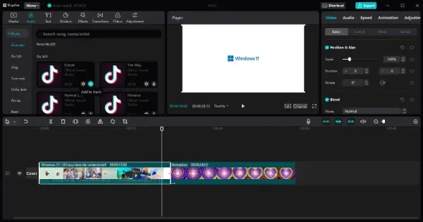 Thêm và điều chỉnh Audio, nhạc nền cho video trong phần mềm CapCut
