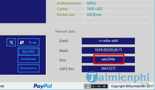 Mật Khẩu Wifi Đã Bị Bẻ Khóa Được Hiển Thị Tại Mục Key Trong Phần Mềm