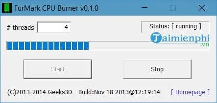 Chạy CPU Burner để đo lường điểm hiệu năng và kiểm tra mức độ chịu tải của bộ vi xử lý (CPU stress test)