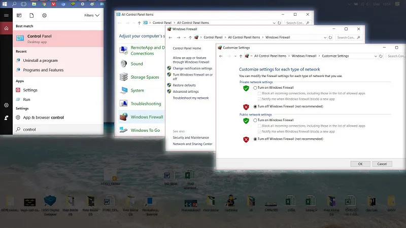 Thiết lập Turn Windows Firewall On or Off trong Control Panel để cải thiện hiệu suất máy tính