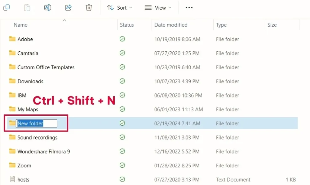 Cách Tạo Thư Mục Mới Bằng Phím Tắt Ctrl Shift N Trong Windows Explorer