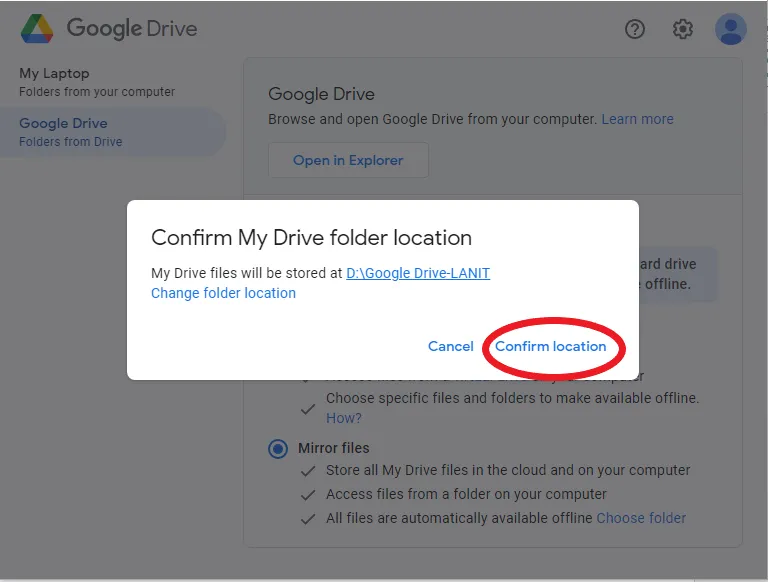 Nhấn Save và Restart Now để hoàn tất việc cấu hình ổ đĩa đồng bộ Google Drive.