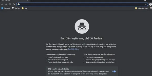 Cửa sổ trình duyệt ẩn danh (Incognito Mode) để đăng nhập nick facebook thứ 2