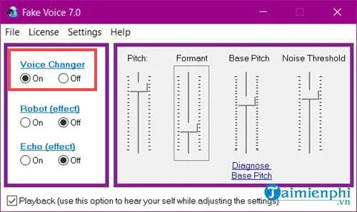 Tinh chỉnh Voice Changer chi tiết bao gồm Pitch và Formant để đạt được giọng nói mong muốn