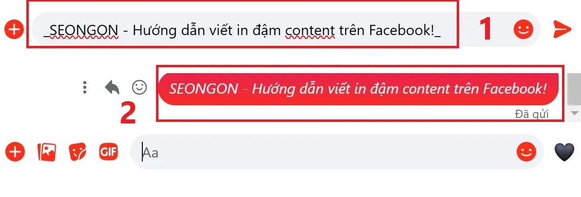 Hướng dẫn sử dụng cú pháp (_nội dung_) để in nghiêng chữ trong Messenger