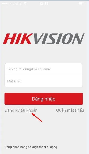 Đăng ký tài khoản Hik-Connect qua ứng dụng di động, chuẩn bị cho việc xem camera từ máy tính
