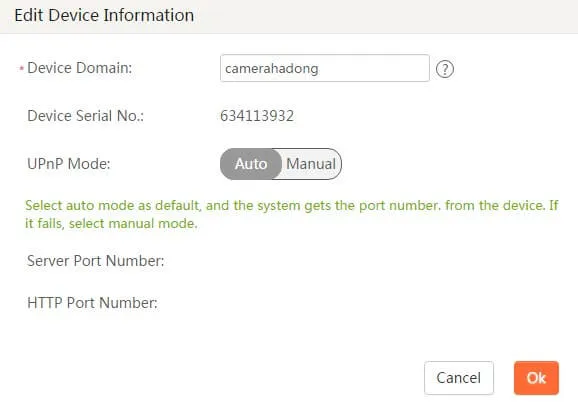 Cấu hình tên miền thiết bị (Device Domain) trong giao diện Hik-Connect