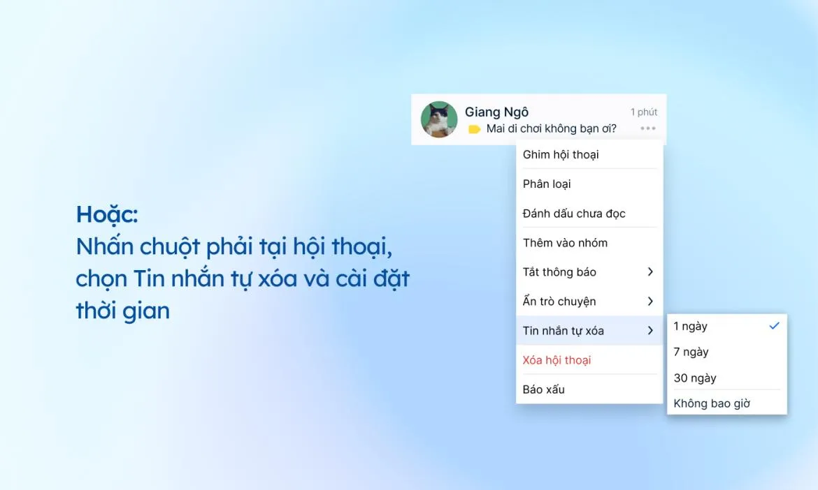 Cách xóa toàn bộ tin nhắn trên Zalo máy tính