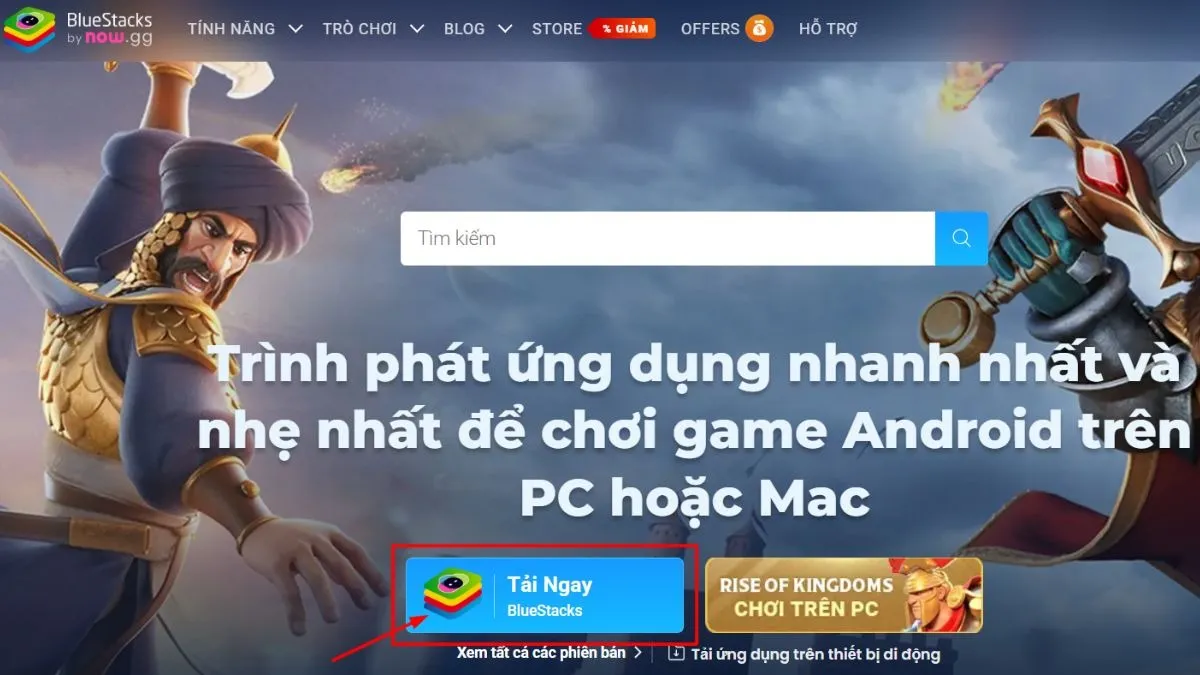 Tải xuống file cài đặt Bluestacks từ trang web chính thức.