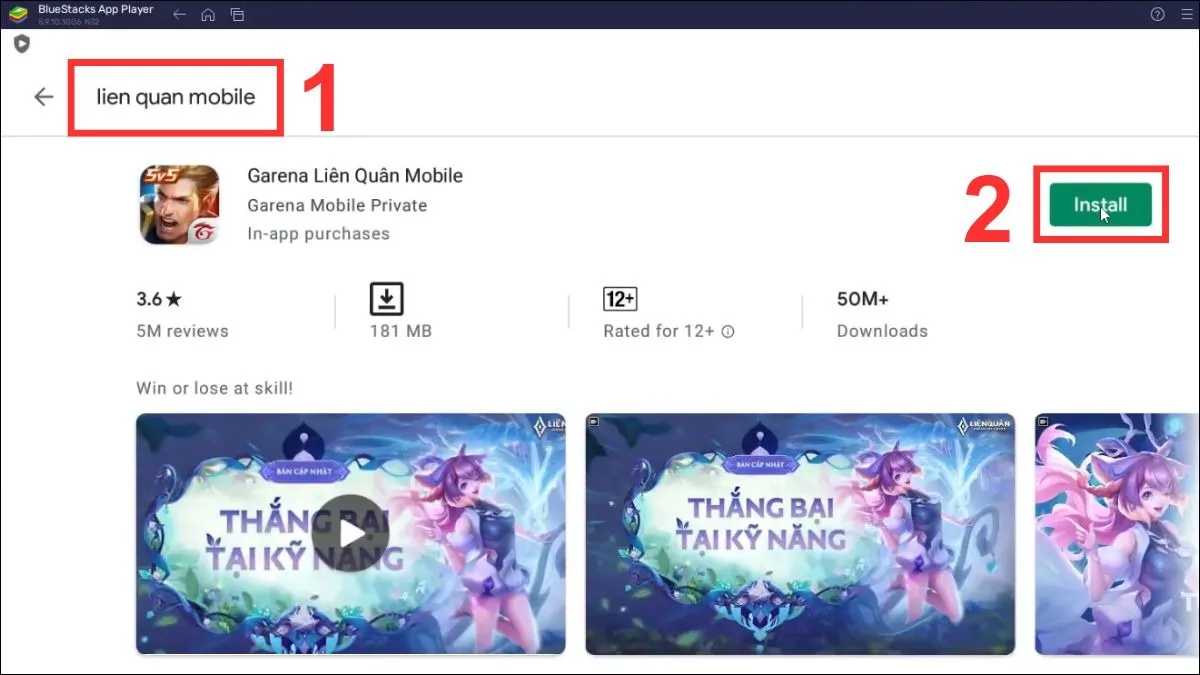 Nhấn nút Cài đặt để tải game về giả lập.