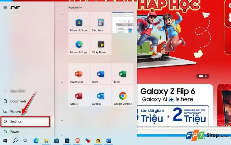 Mở ứng dụng Settings (Cài đặt) trên Windows bằng tổ hợp phím Windows + I, bước đầu tiên để biết cách chuyển máy tính sang tiếng anh