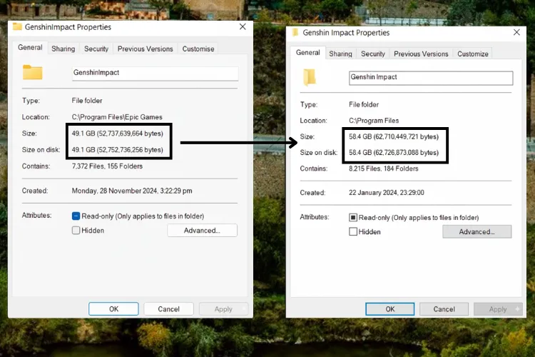 So sánh kích thước bản cài đặt mới và cũ của các phần mềm hoặc game lớn