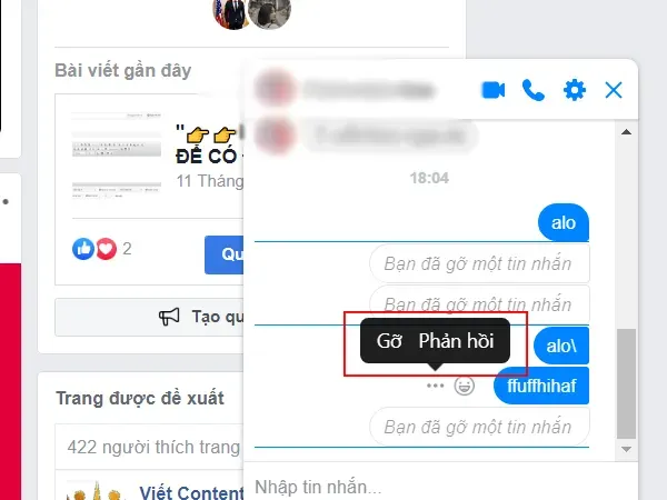 Biểu tượng Lưu trữ (Archive) trong Messenger, hành động có thể khôi phục được tin nhắn.