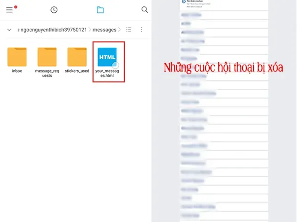 Xem nội dung cuộc trò chuyện đã xóa bằng cách mở file messages.html.