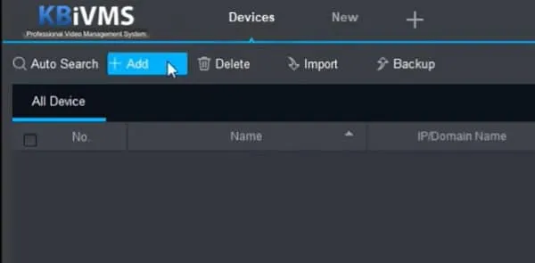 icon add thêm thiết bị camera kbvision trên máy tính