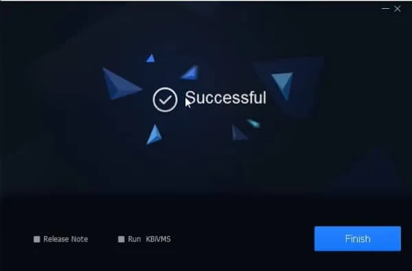 nhấn finish hoàn tất cài đặt camera kbvision