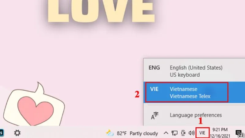 Sử dụng phím tắt để chuyển đổi giữa các ngôn ngữ bàn phím trên Windows