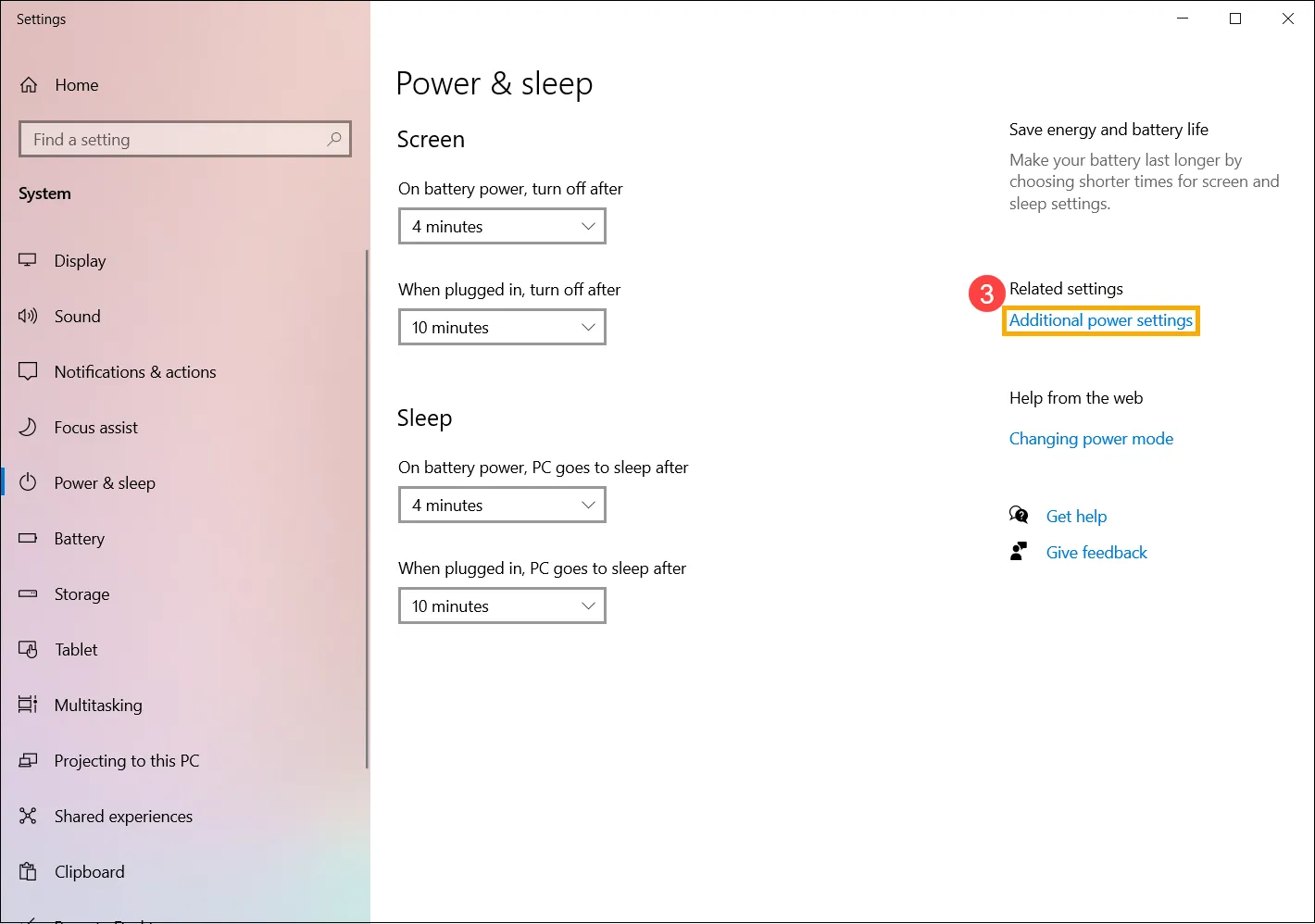 Giao diện Control Panel của Windows, chọn Additional power settings để cấu hình nâng cao.