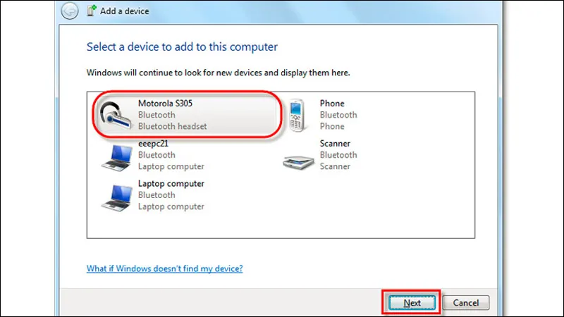 Thêm thiết bị âm thanh Bluetooth qua cửa sổ Devices and Printers khi thực hiện cách kết nối dây loa với máy tính