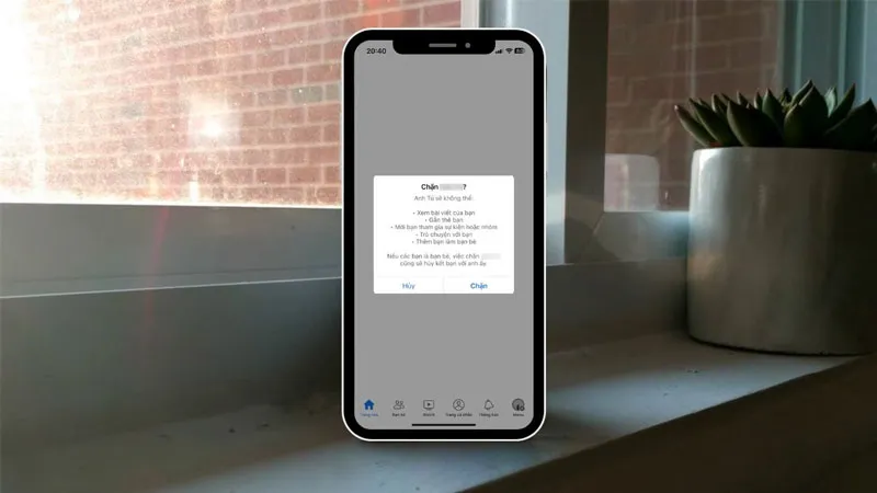 Hình ảnh minh họa định nghĩa và cơ chế chặn Facebook, rào cản tương tác.
