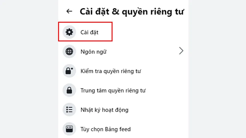 Giao diện cài đặt Facebook trên máy tính, bước đầu tiên để gỡ chặn người dùng.