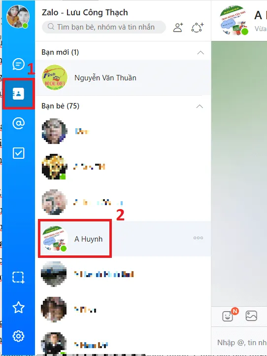 Chặn tin nhắn zalo trong danh sách bạn bè