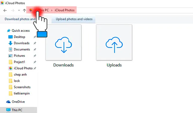 Thư mục iCloud Photos (My Computer) trên PC Windows, nơi quản lý các tệp ảnh được đồng bộ