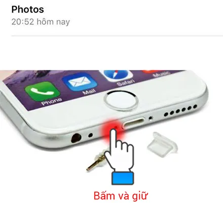 Thao tác nhấn giữ vào ảnh đính kèm trên iPhone để hiển thị tùy chọn lưu ảnh