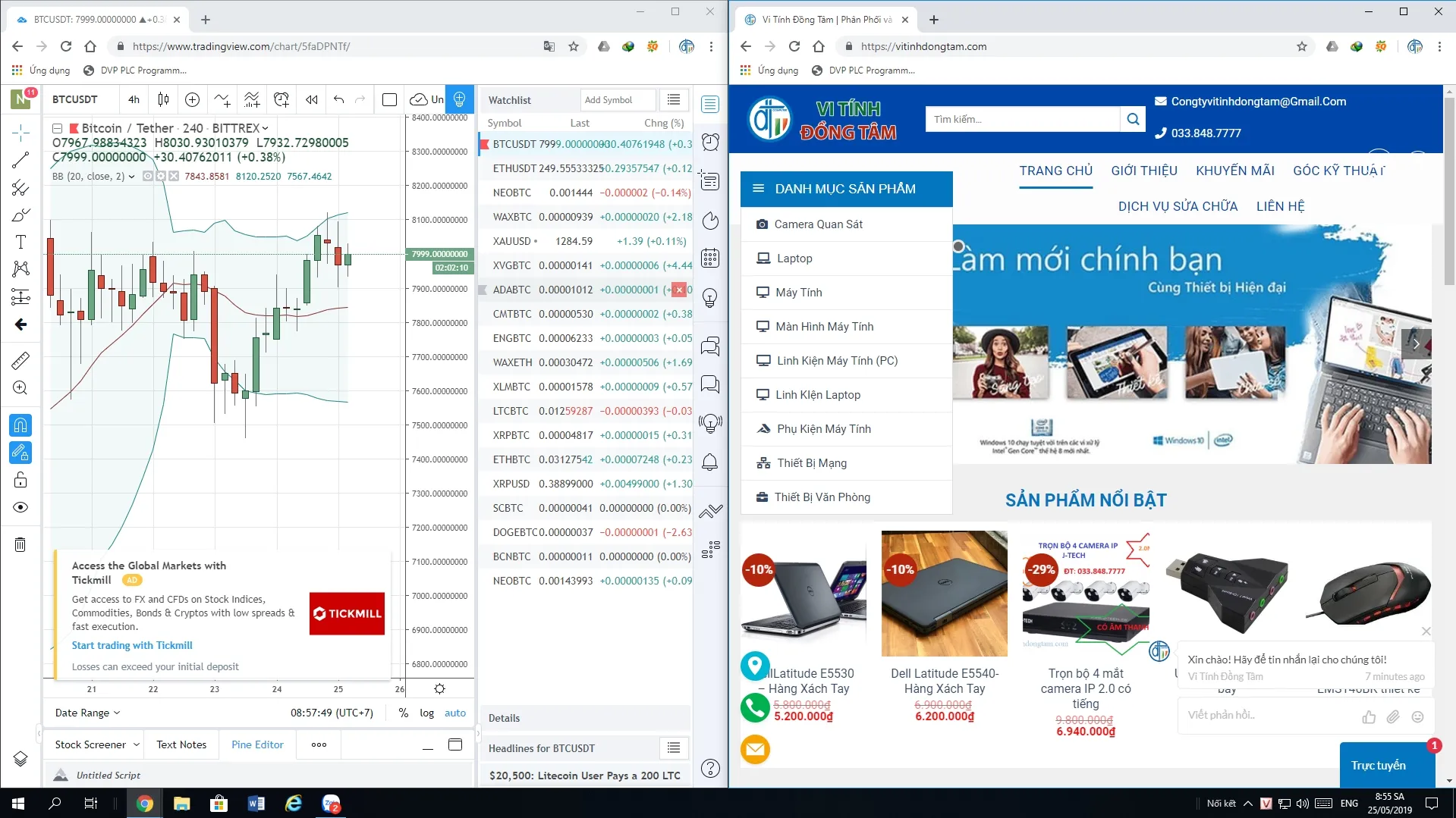 Sử dụng phím tắt Windows + Mũi tên để chia đôi màn hình