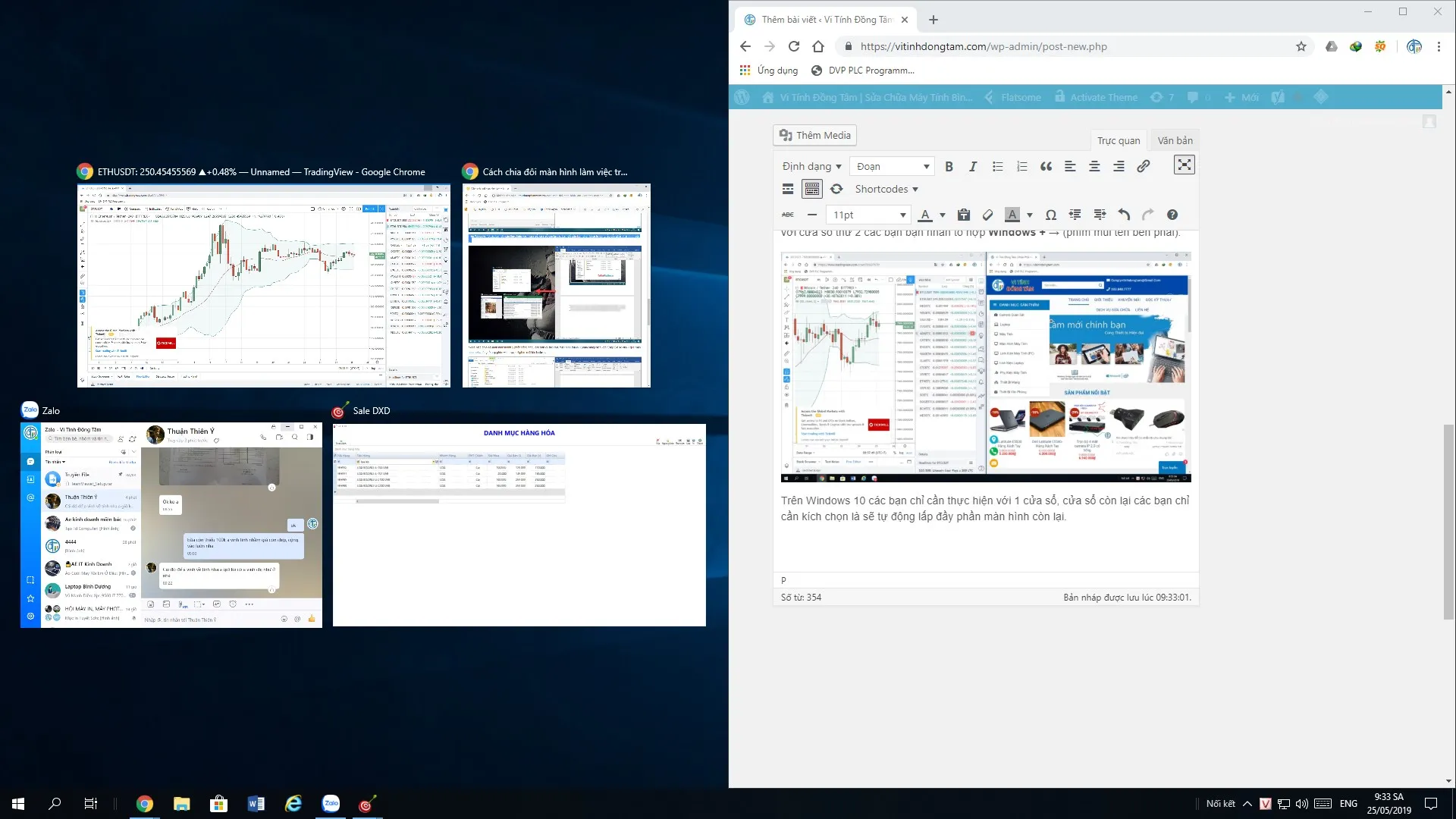 Hệ thống tự động đề xuất cửa sổ lấp đầy sau khi chia đôi màn hình trên Windows 10/11