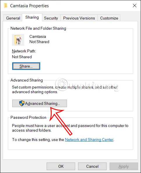 Chỉnh chia sẻ nâng cao thư mục