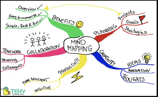 Giao diện phần mềm Coggle minh họa các bước vẽ sơ đồ tư duy trên máy tính