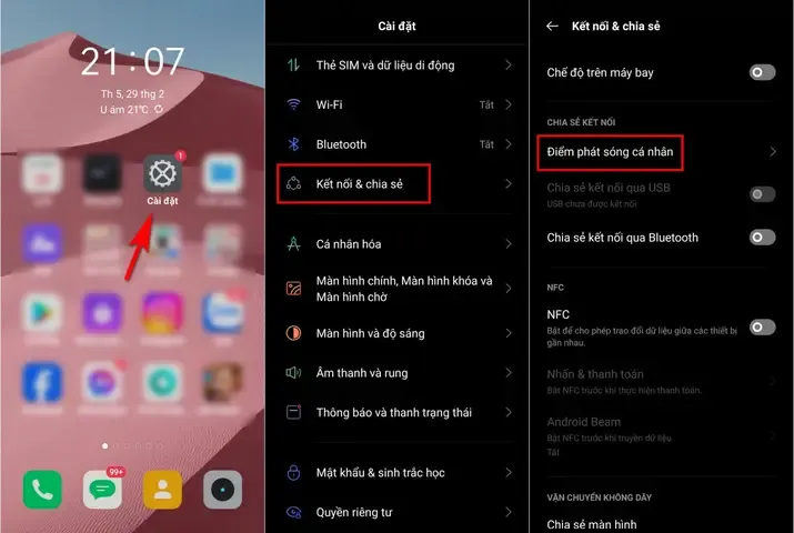 chia sẻ wifi cho máy tính