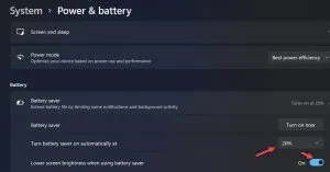 Mỗi khi máy hết pin ánh sáng màn hình sẽ được giảm xuống theo cài đặt