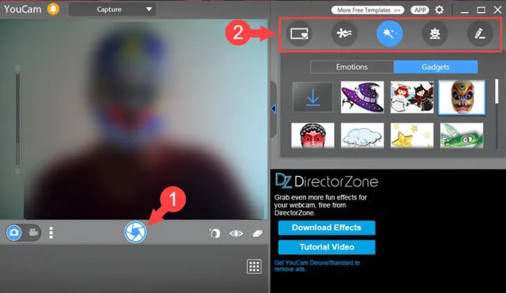 Biểu Tượng Chụp Ảnh Và Quay Video Trong Phần Mềm CyberLink YouCam Sau Khi Mở Camera Máy Tính Win 7
