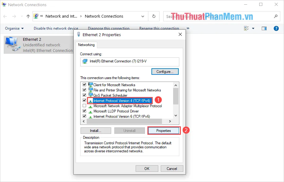 Chọn Internet Protocol Version 4 TCP/IPv4 Để Cấu Hình IP Tĩnh Khi Thực Hiện cách kết nối mạng bằng máy tính