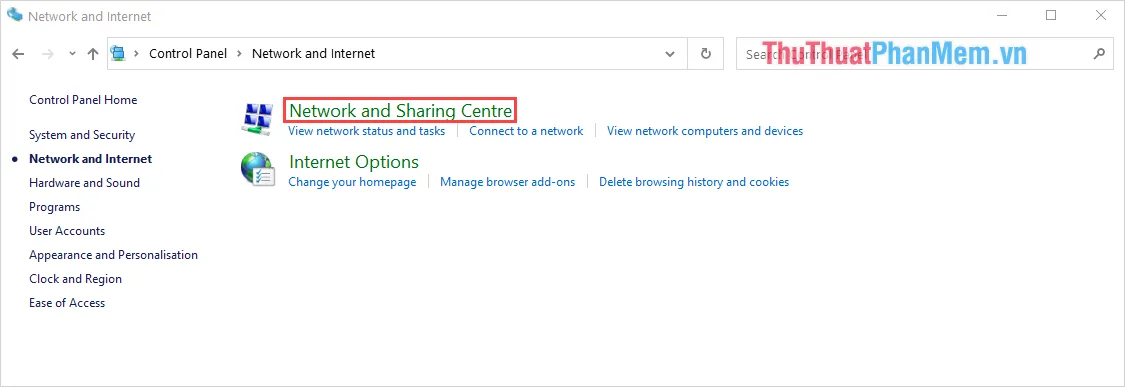 Giao Diện Network And Sharing Center Trong cách kết nối mạng bằng máy tính