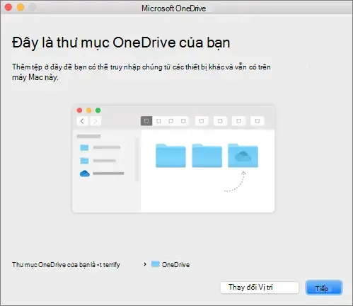 chon vi tri thu muc luu tru onedrive tren macbook
