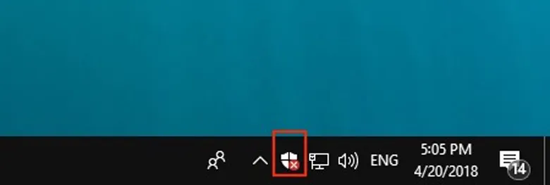 Biểu tượng lá chắn của Windows Security trên Taskbar: Truy cập nhanh công cụ diệt mã độc có sẵn trên Windows
