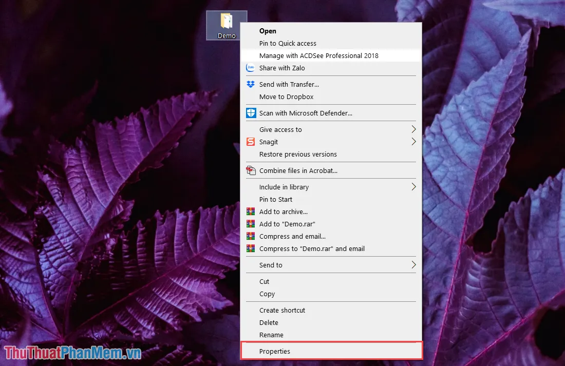 Mở Properties Của Thư Mục Cần Chia Sẻ Dữ Liệu Qua Mạng Ngang Hàng