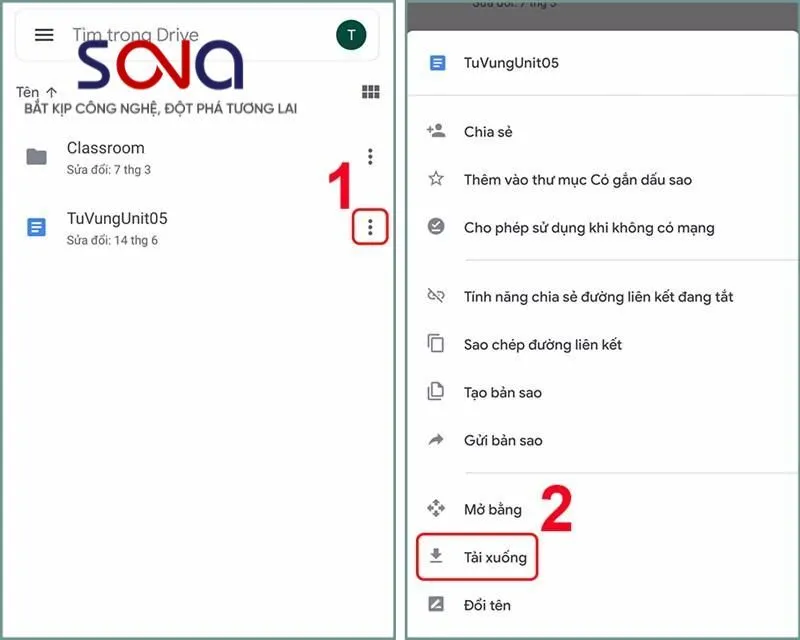 Tải một file ảnh đơn lẻ từ ứng dụng Google Drive về bộ nhớ trong của điện thoại