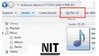 Chọn Rip settings để bắt đầu sao chép dữ liệu từ đĩa CD vào máy tính