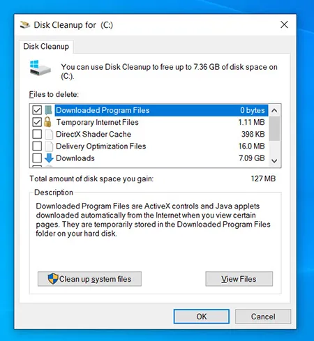 Công cụ Disk Cleanup giúp dọn dẹp ổ đĩa C và tối ưu hóa hiệu suất hệ thống để làm máy tính chạy mượt hơn.