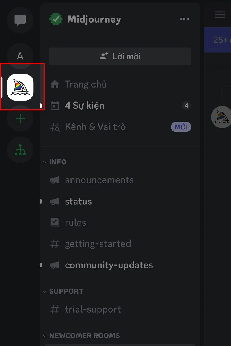 Truy cập kênh chat muốn lấy ID trên ứng dụng Discord di động