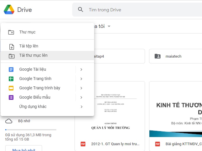 Upload file lên Google Drive