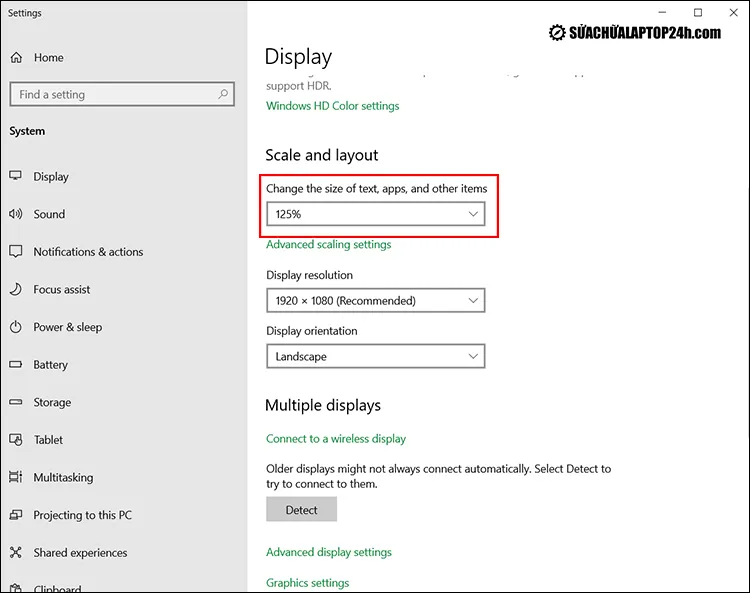 New Alt: Giao diện tùy chỉnh kích cỡ Scaling setting trong Windows để thay đổi tỉ lệ phóng to màn hình máy tính
