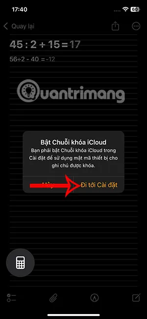 Kích hoạt chuỗi khóa iCloud để bảo vệ nội dung ghi chú số hóa trên các thiết bị Apple