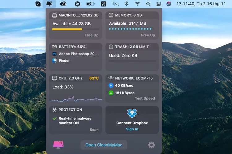 Biểu đồ hiển thị mức tiêu thụ bộ nhớ (RAM) trong trình quản lý tác vụ (Task Manager) trên máy tính Windows.