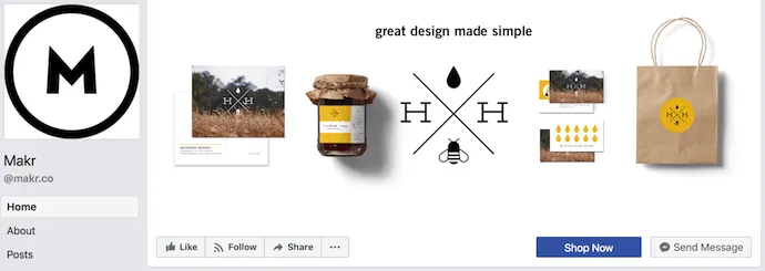 Ảnh bìa mẫu đại diện cho thương hiệu Makr trên Facebook.