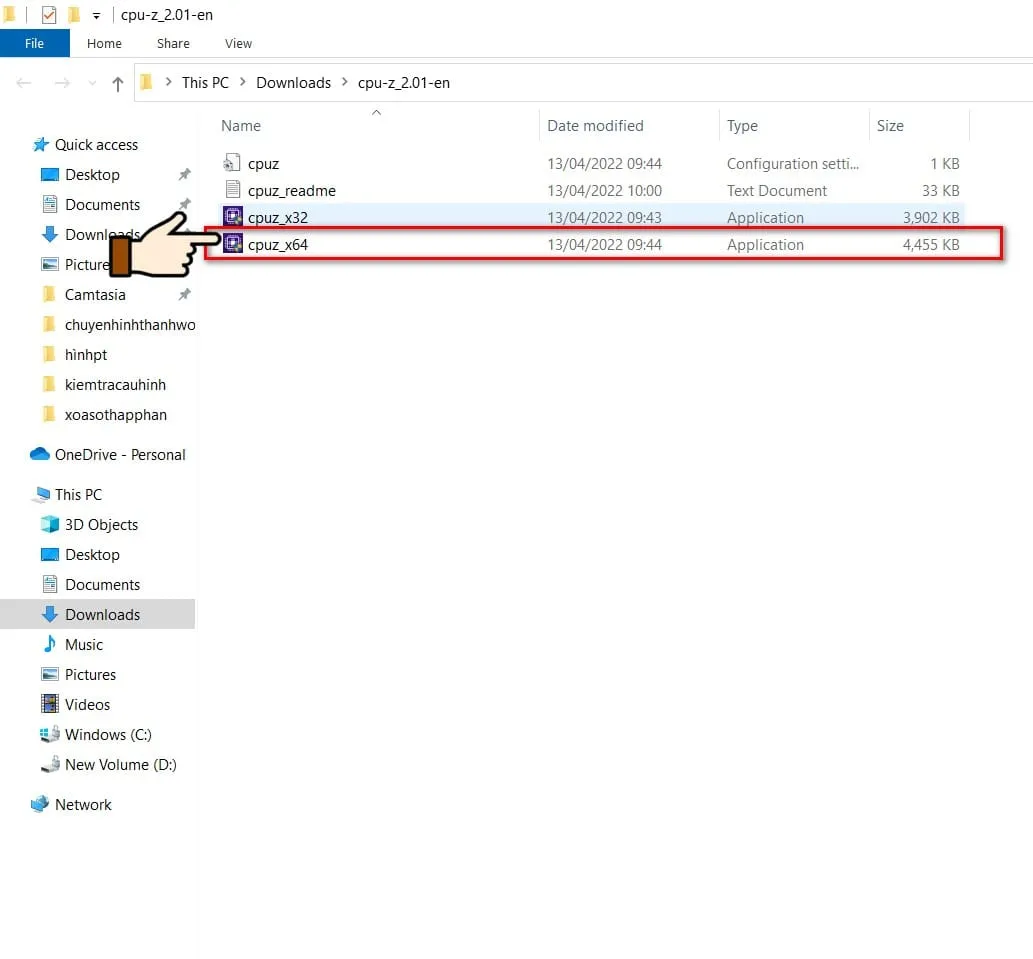 Khởi động phiên bản CPU-Z phù hợp với kiến trúc hệ điều hành (ví dụ x64 bit) để kiểm tra thông số phần cứng
